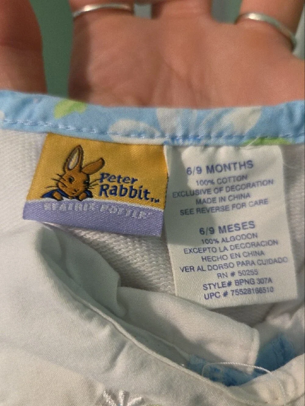 Nwot Peter Rabbit White And Blue Floral Outfit 3pc 6 To 9m